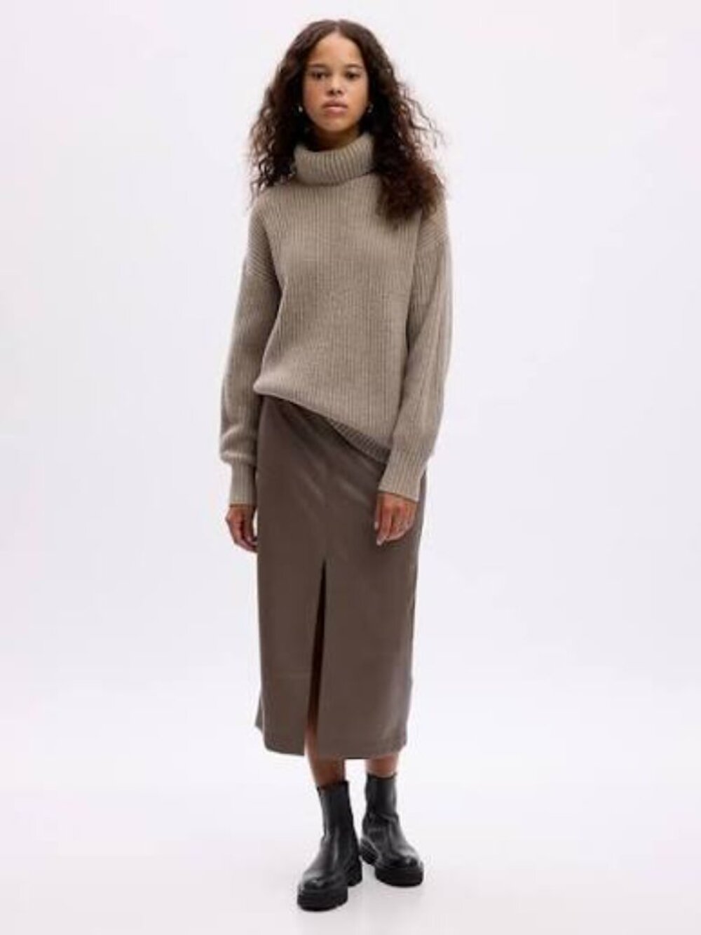 GAP Taupe Brown 'Cashsoft' Oversize Turtleneck Sweater Size XL